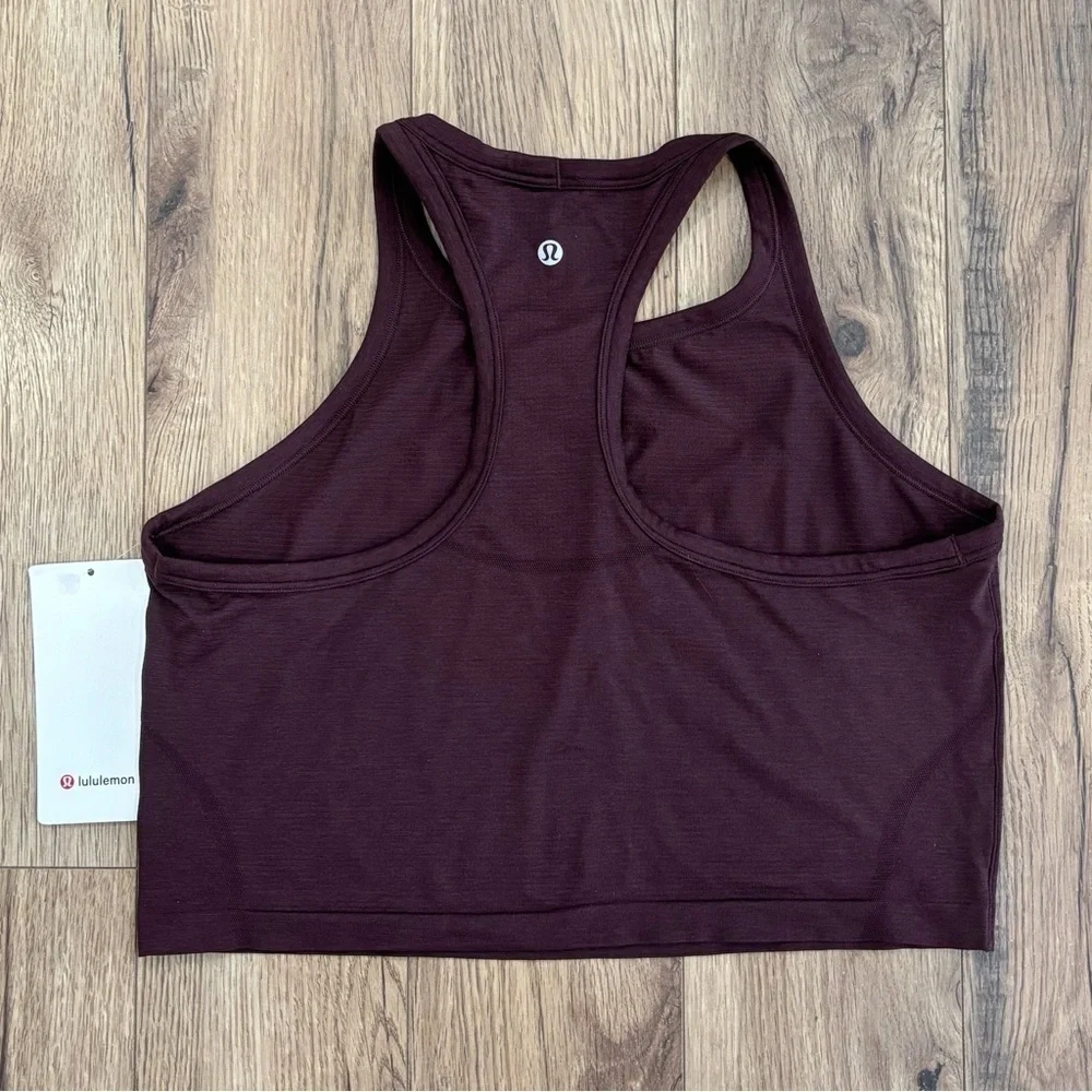 NWT Lululemon Swiftly Tech Cropped Racerback Tank Top In Goodnight Plum Size 14 - Picture 2 of 6